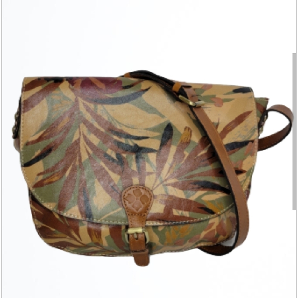 Patrica Nash Palm Leaves Leather Crossbody Shoulder Bag